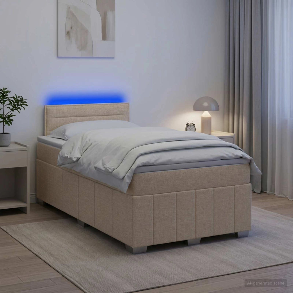 Letto box spring con materasso Crema 120 x 190 cm Tessuto 3452626