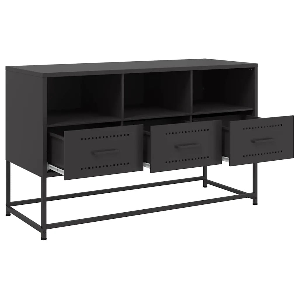 Mobile TV Nero 100,5x39x60,5 cm in Acciaio