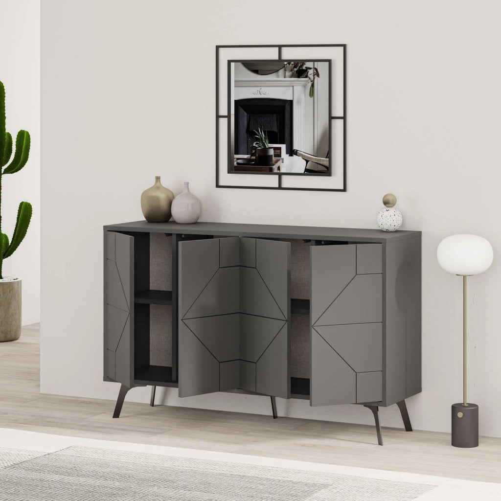 Credenza in legno "Dune" - 123 x 35 x 62 cm - Grigio antracite