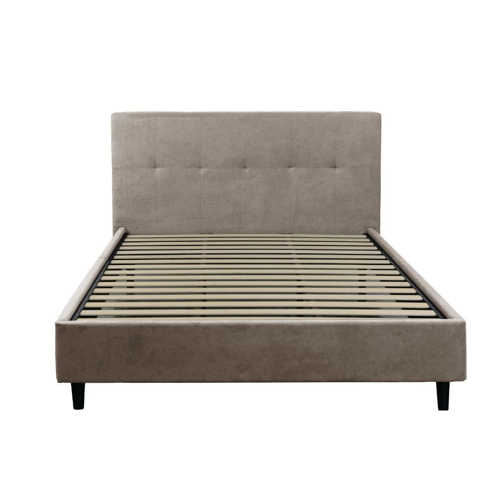 Letto matrimoniale con rete inclusa Snello tessuto colore tortora