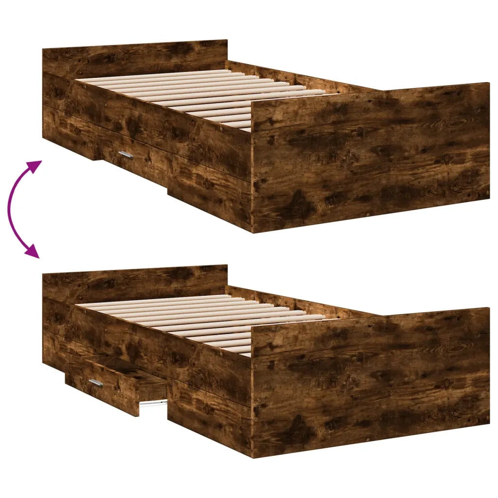 Giroletto con Cassetti Rovere Fumo 90x190 cm Legno Multistrato
