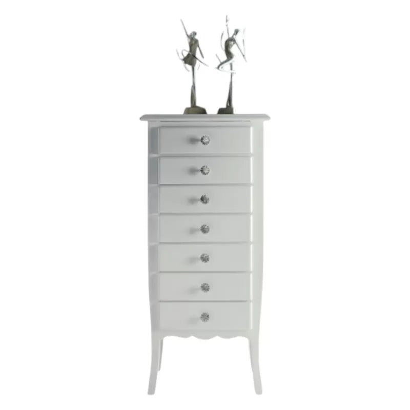 Cassettiera 7 cassetti in legno arte povera laccato bianco opaco l.50 x p.37 h.107 (3036) - Mobili 2G
