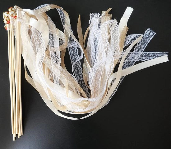 Stocchi di festa da 30 pezzi - Tubi di plastica - Manici di seta - Campanelli - Ivi - Lunghezza 30 cm