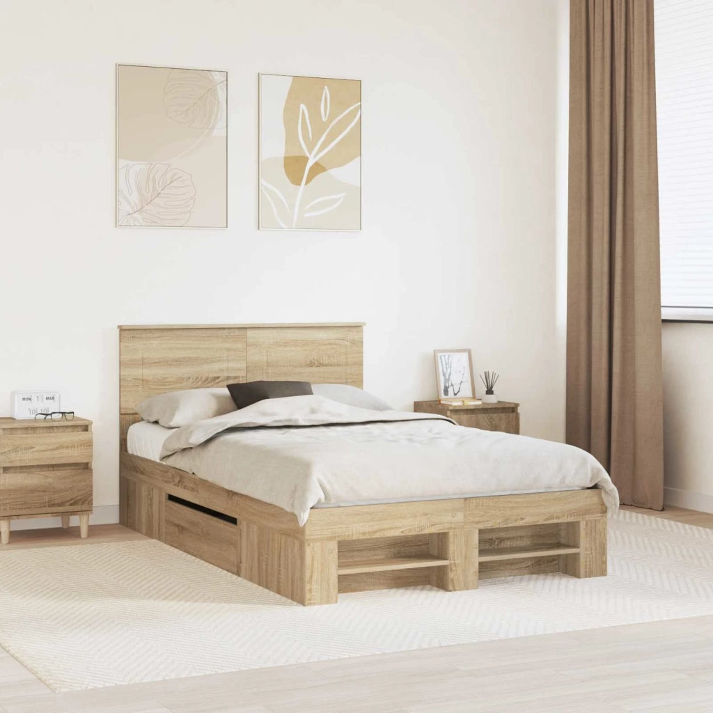 Struttura del letto con testiera Rovere Sonoma 120 x 200 cm 3408783