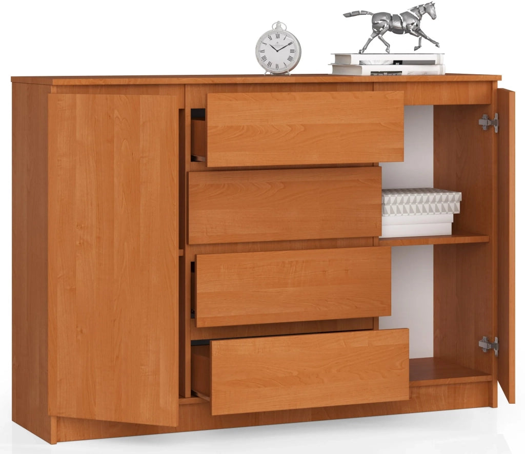 Cassettiera AKORD K140 Ontano 138 cm 2 ante 4 cassetti 138x40x99 cm