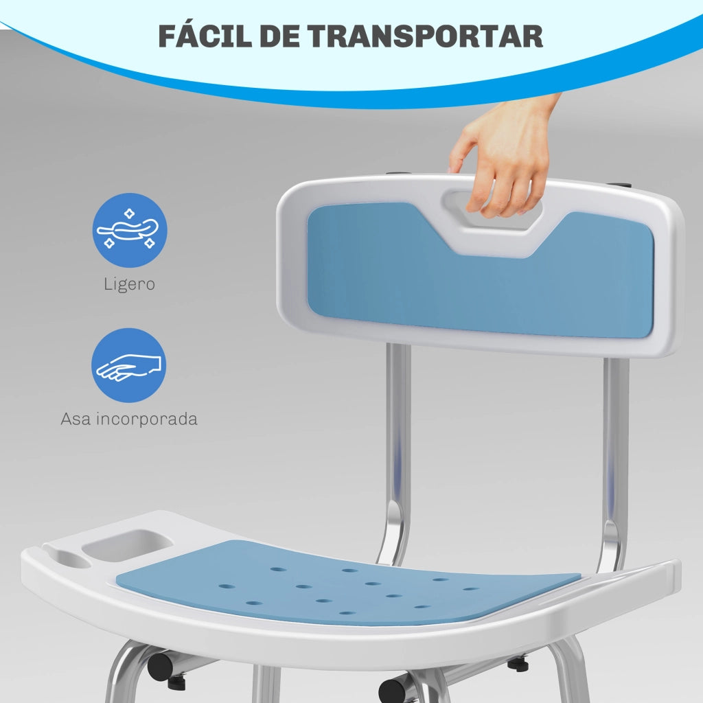 Sedia doccia per anziani con schienale regolabile ¨C zephmum ¨C 6 posizioni, carico 136 kg
