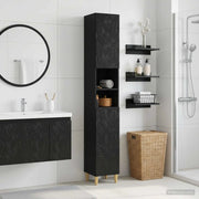 Armadio da Bagno con Ripiano Aperto DELFT Nero 30 x 31 x 190 cm 897036