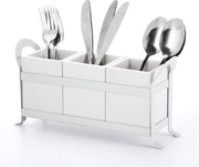 Cassa per utensili in legno e metallo - 3 pezzi, contenitore per utensili cucina marrone/bianco
