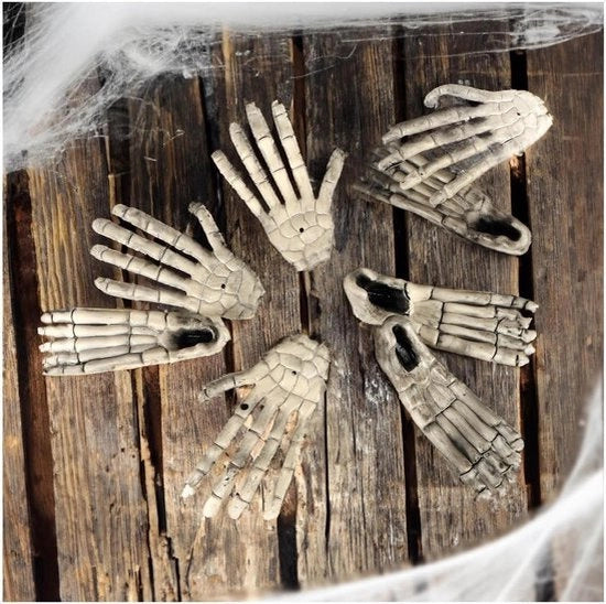 Decorazione di Halloween - set di 8 bottini - mani e piedi in plastica - ossa artificiali - decorazione anatomica - feste - party di Halloween - accessori di Halloween