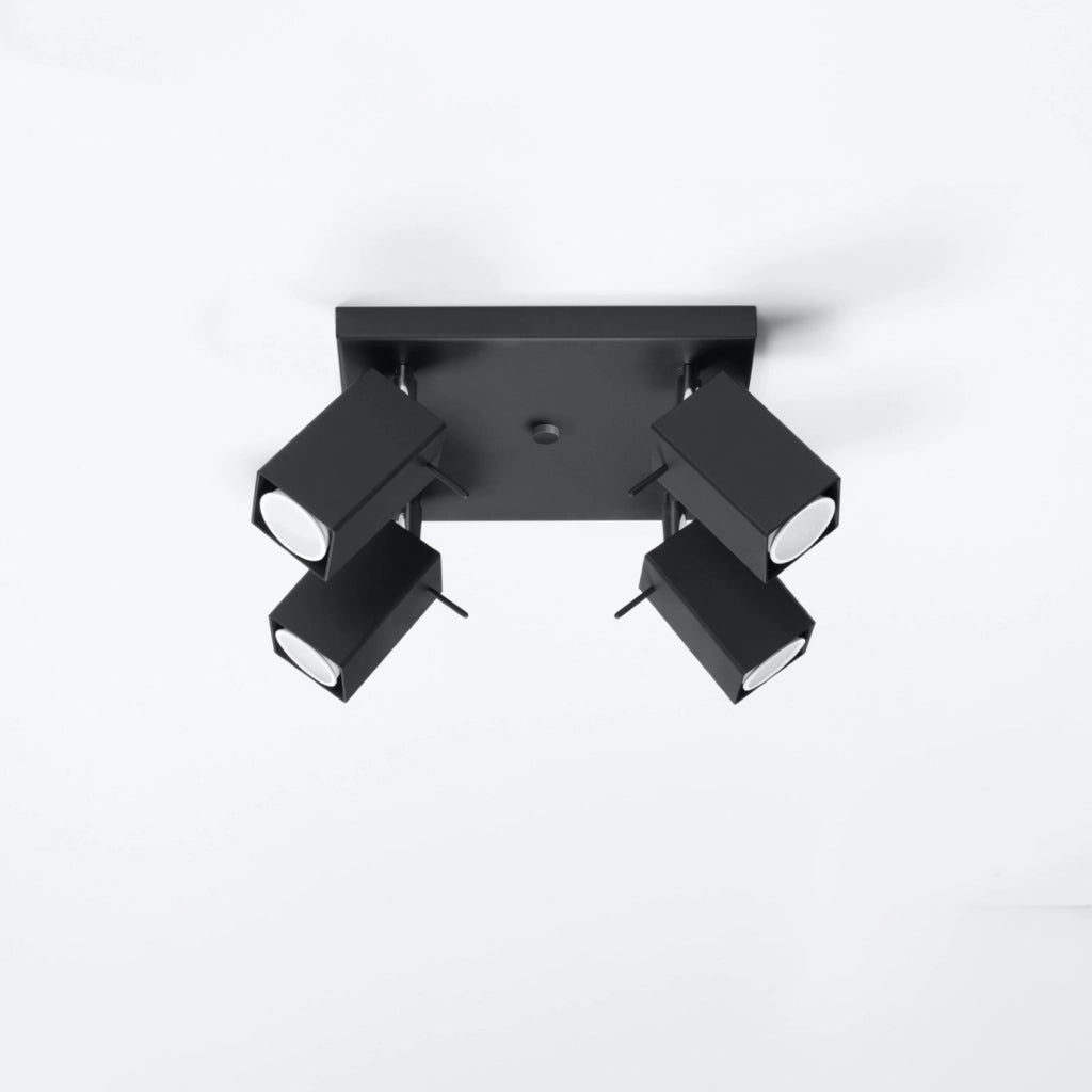 Plafoniera Pure Lume BRAVEA quadrata 4 luci nera/cromo GU10