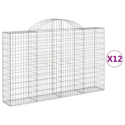 Cestini gabbioni recinzione a gabbia muro di contenimento ad arco 1 set da 2 200 x 30 x 120/140 cm ferro zincato argento 02_0040514