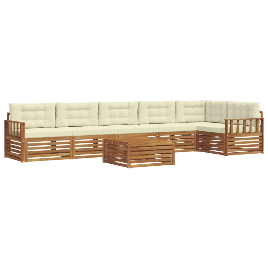 Set di divani da esterno con cuscino 7 pcs Naturale e Crema