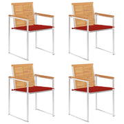 Sedie da Giardino con Cuscini 4 pz in Legno Massello di Teak cod mxl 24242