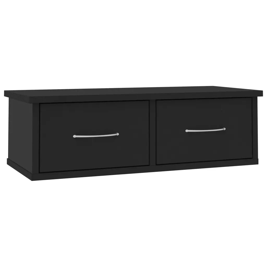 Scaffale con Cassetti a Parete Nero 60x26x18,5 cm Multistrato 800586