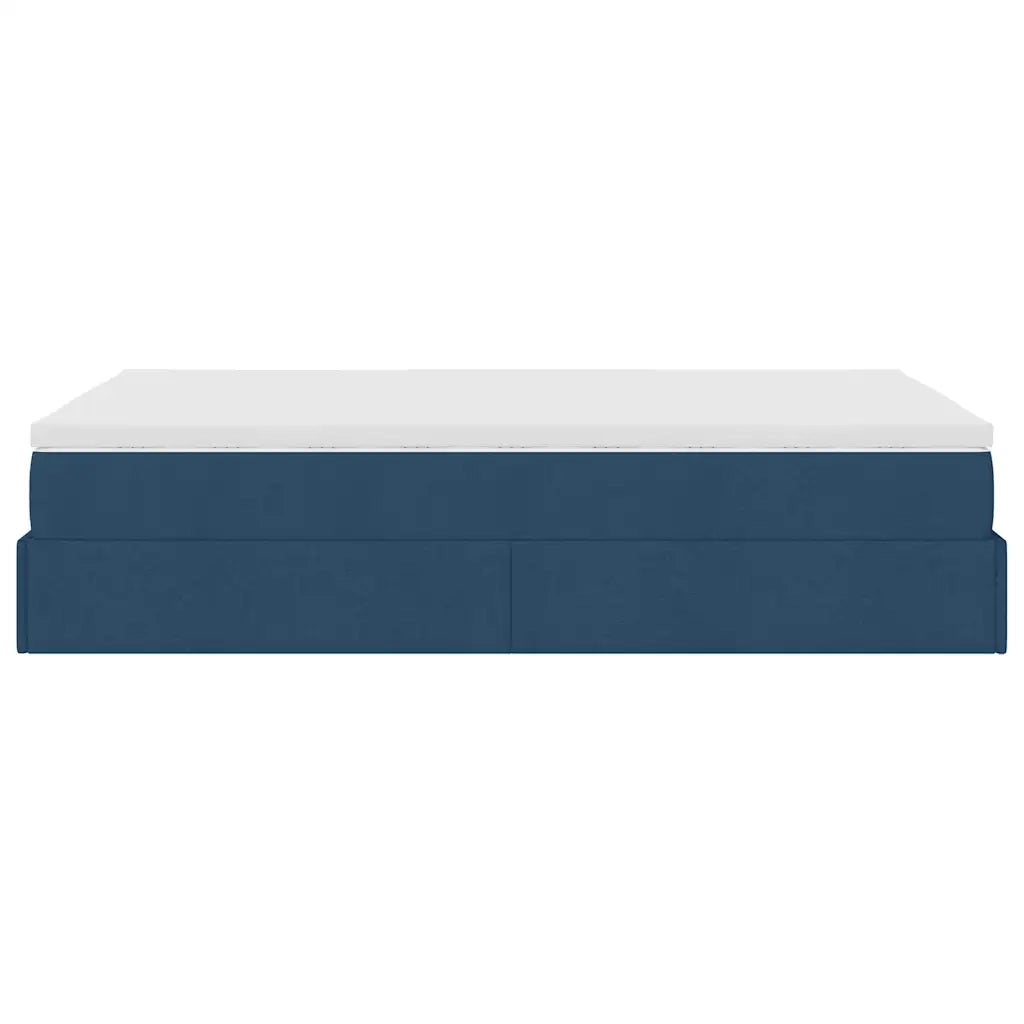 Struttura Letto Pouf con Materasso Blu 120x190 cm in Tessuto 3311098
