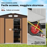 Capanno per Attrezzi 4.9m² con Fondazione, 4 Prese d'Aria e 2 Porte Scorrevoli in Acciaio, 277x195x192cm, Giallo