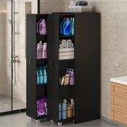 Libreria estensibile su ruote a 4 ripiani; nero; 51;5 x 41 x 158 cm in MDF