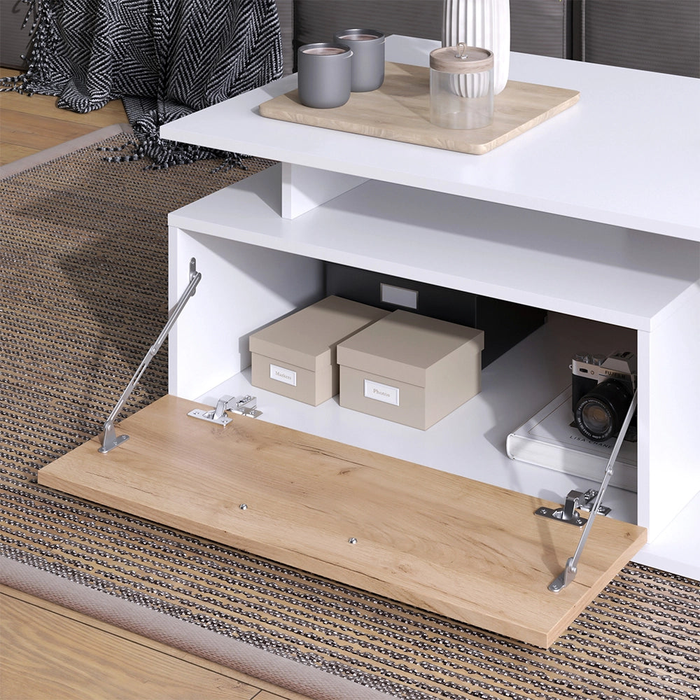 Vicco Tavolino da salotto Rovere bianco/dorato 118 x 59 cm