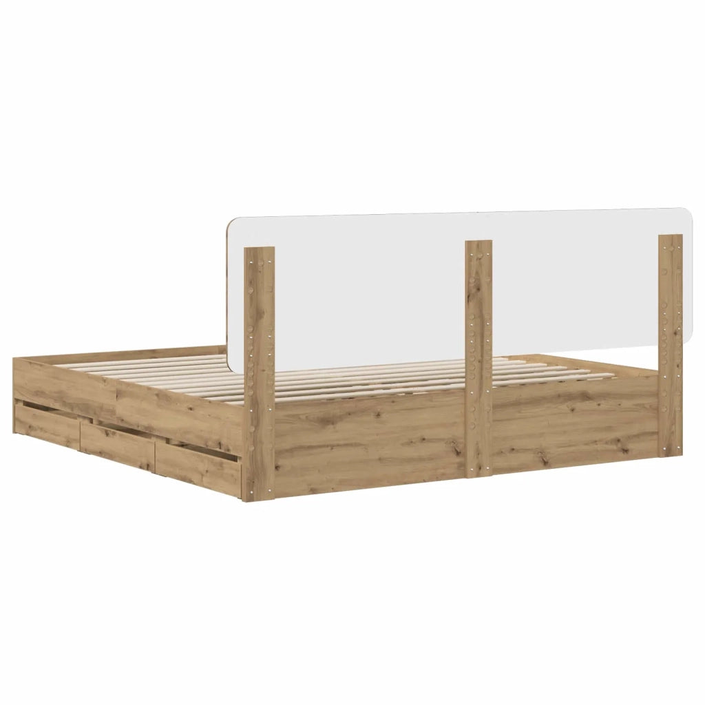 Bed Frame with Storage and Headboard Artisan Oak 180 x 200 cm 3445838
