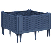 Fioriera | Cassetta per fiori | Vaso Giardino con Picchetti Grigio Blu 42,5x42,5x28,5 cm PP