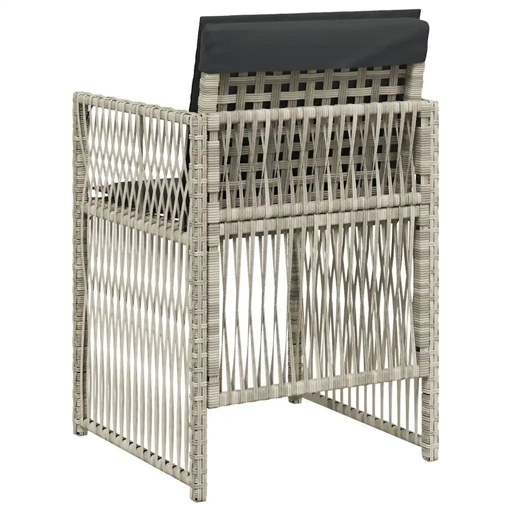 Sedie da Giardino con Cuscini 4 pz Grigio Chiaro in Polyrattan