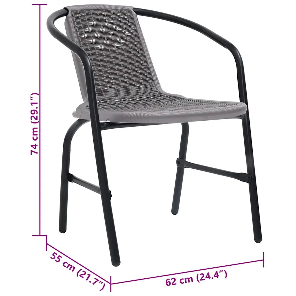 Sedie da Giardino 4 pz Nere Plastica Stile Rattan Acciaio 110kg cod mxl 57111
