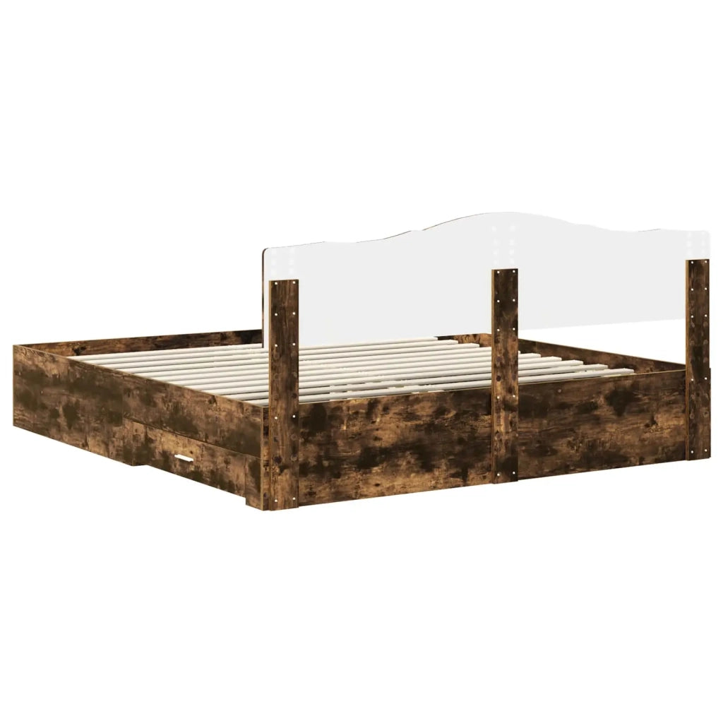 Letto matrimoniale | Letto per adulti | Struttura del letto Rovere fum¨¦ 200 x 200 cm Legno multistrato