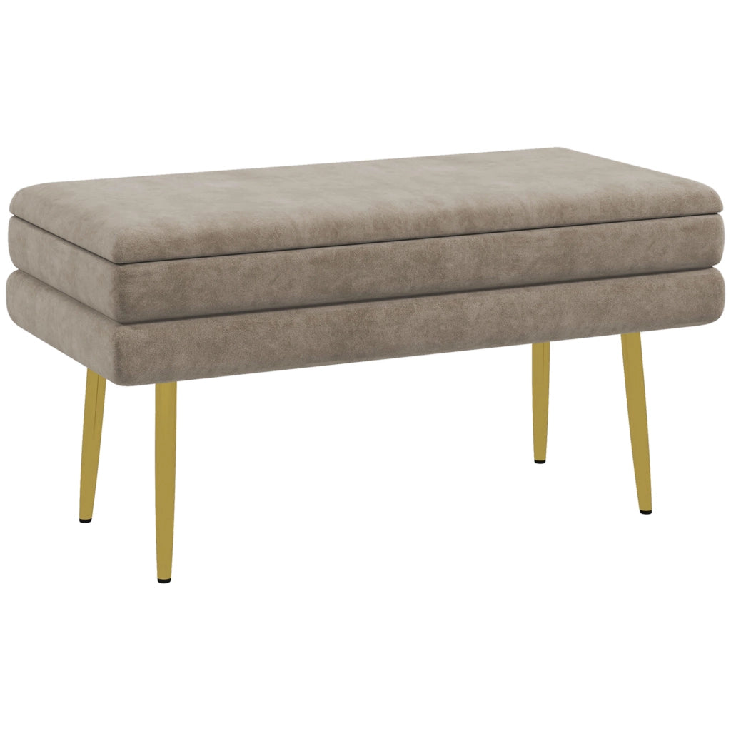 Sgabello con contenitore ¨C Zephmum ¨C Beige e dorato, 79.5x37.5x43 cm