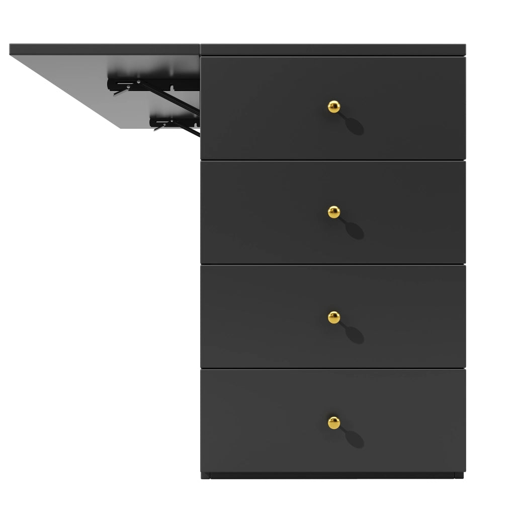 OKWISH Isola da Cucina con 6 Cassetti, 2 Ripiani Aperti, 1 Armadietto e Sgabello Contenitore con Ruote, 140 x 40 x 89 cm
