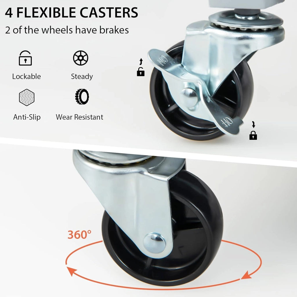 Carrello da cucina con ruote, isola da cucina con piano di lavoro, carrello da portata con ripiani regolabili, carrello da cucina, mobile da cucina con 2 cassetti e porta, trolley da cucina