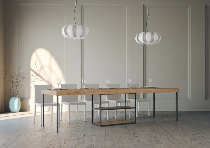 Consolle Allungabile in Legno e Ferro H77x40x90/300cm Plano Premium Quercia Folding