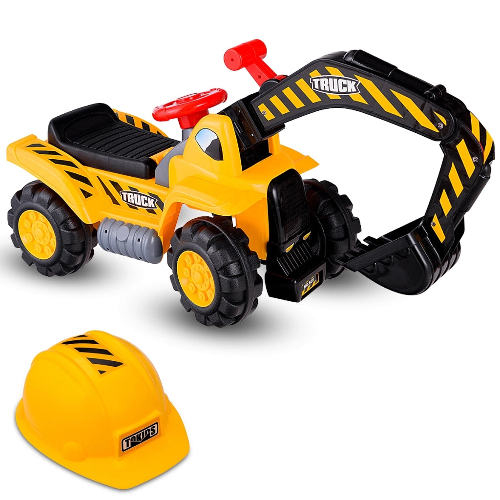 Ruspa elettrica multifunzione per bambini, Escavatore giocattolo cavalcabile con suono 89x45x30cm-Macchinine giocattoli
