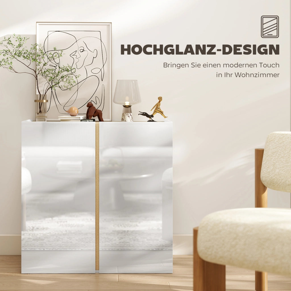 Cassettiera con ante a chiusura morbida e scaffale regolabile ¨C zephmum ¨C Bianco