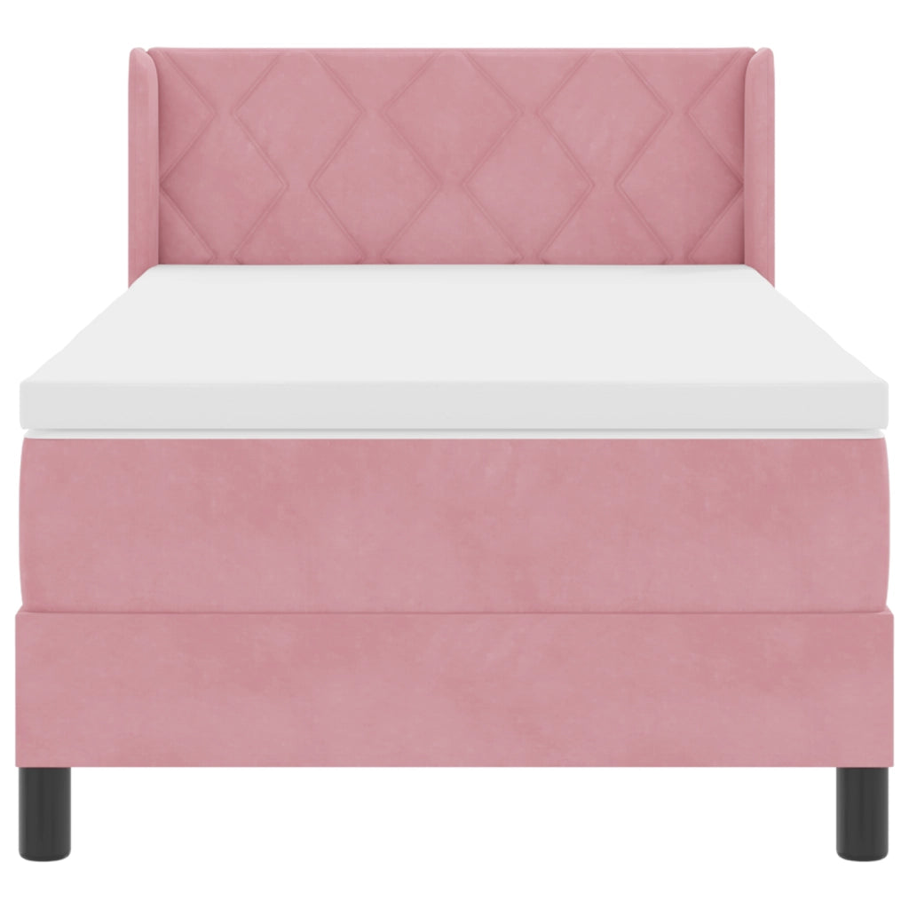 Letto Box Spring con Materasso Rosa 100x200 cm Velluto