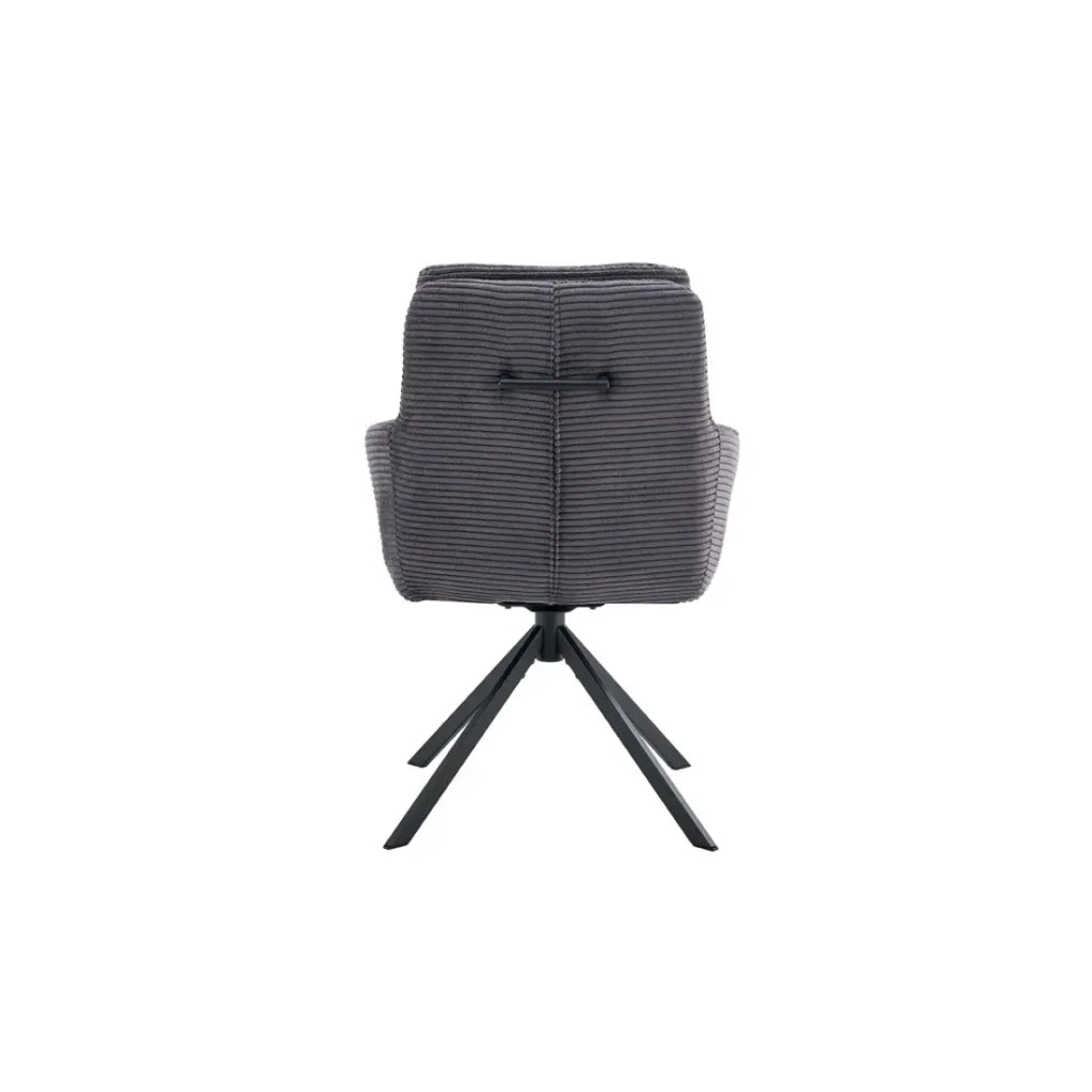 Set di 2 poltrone KAVIRA – Velluto a coste grigio – Piedi in metallo – Con braccioli – Design accogliente ed elegante