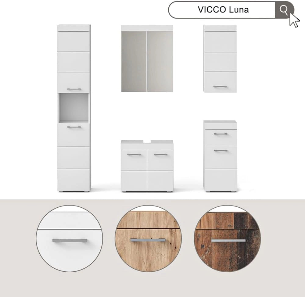 Mobiletto midi Luna, Oldstyle, 37 x 79 cm, per montaggio a parete, combinabile con altri mobili Luna