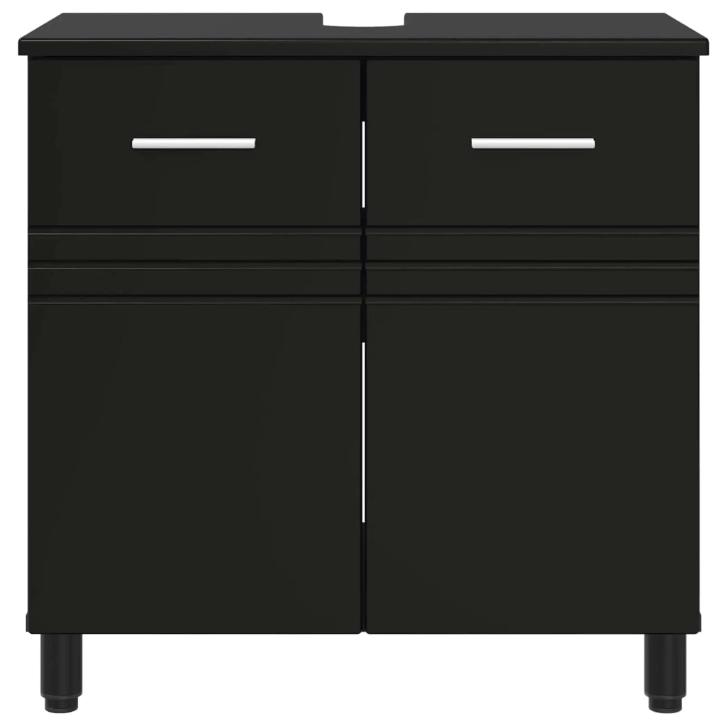 Mobiletto da bagno Nero 60 x 35 x 60 cm Legno ingegnerizzato