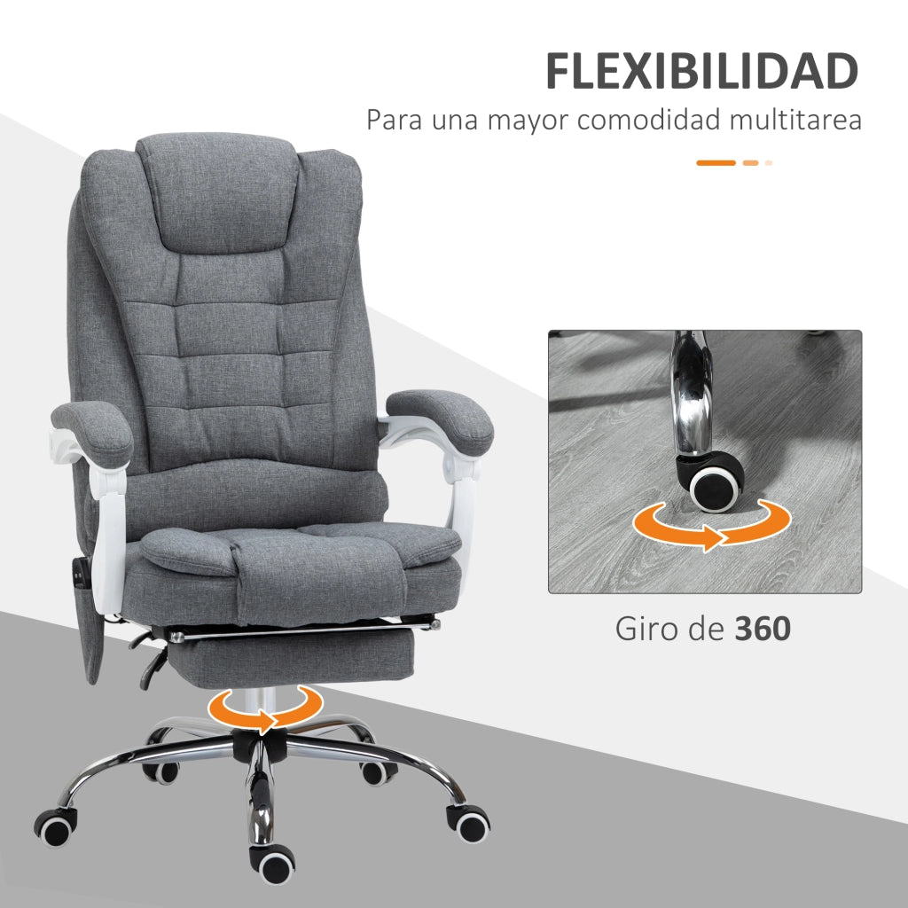 Sedia da ufficio con schienale, braccioli e poggiapiedi ¨C Zephmum ¨C Grigio 65x70x111-119 cm