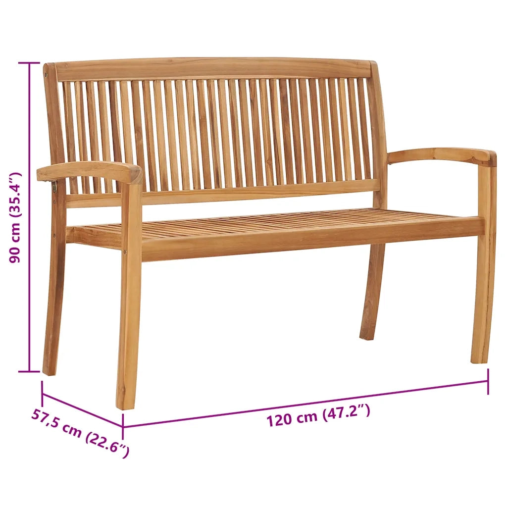 Panchina Giardino Impilabile 2Posti 128,5cm Legno Massello Teak