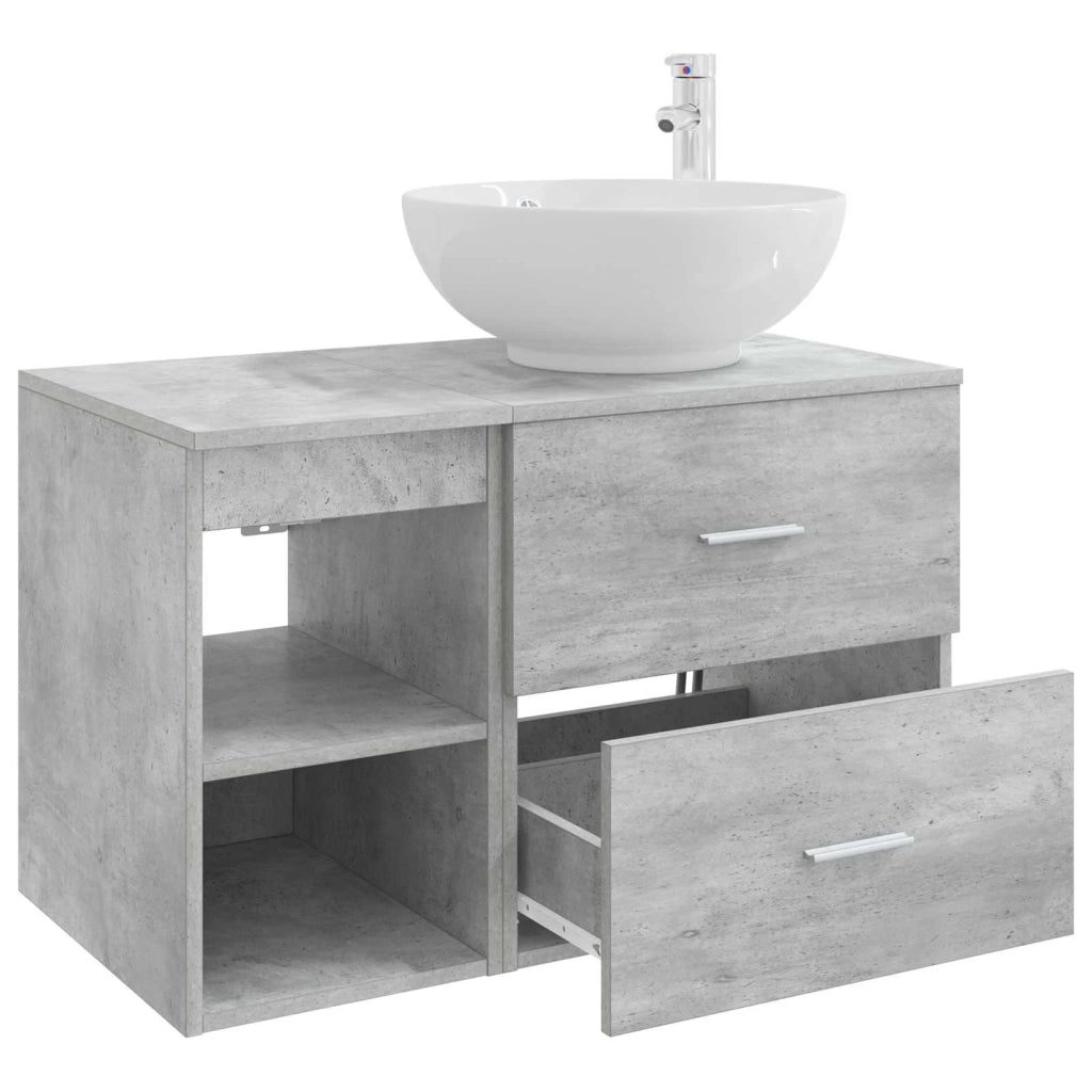 Set di mobili per il bagno 2 pz Grigio Cemento 3403915
