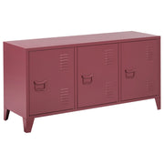 Credenza in acciaio a 3 ante con ripiani regolabili rosso scuro  mobile TV industriale home office