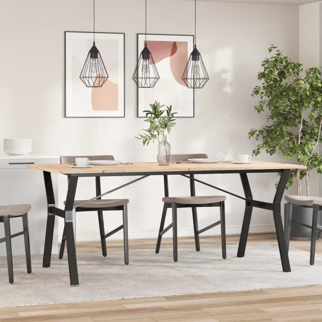 Tavolo da Pranzo Telaio a Y 180x90x75 cm Legno Pino e Acciaio