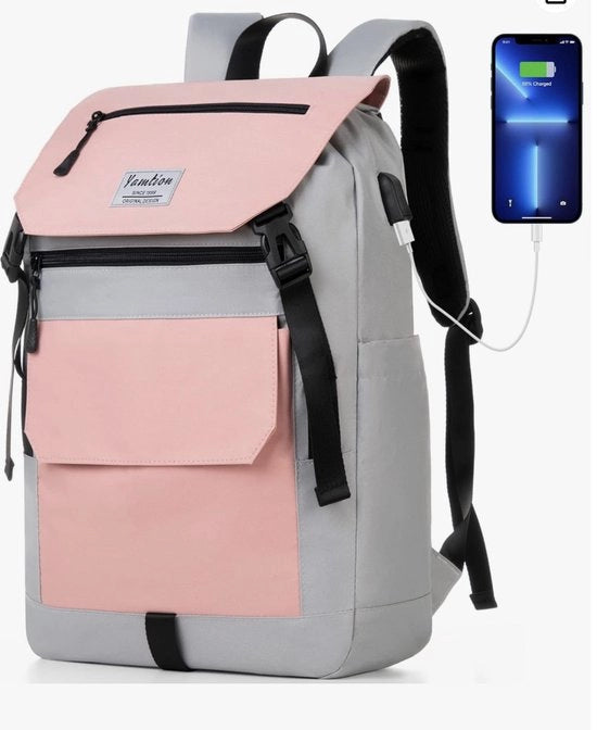 Borsa per laptop per donne, 17 pollici, borsa per scuola per ragazze, adolescenti, borsa per la scuola, università, studio, scuola, borsa per la città per donne, con USB, per lavoro e ufficio