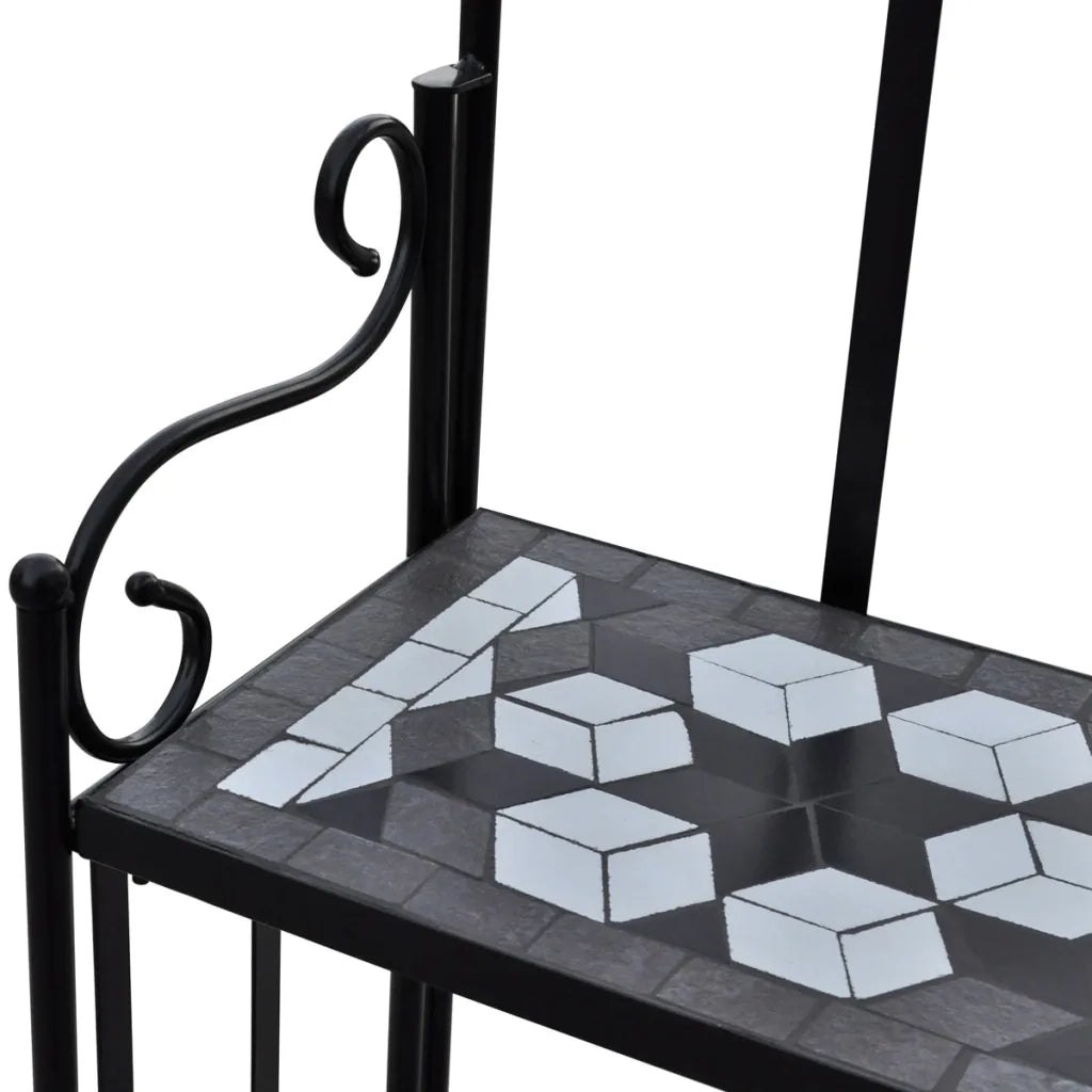 Piedistallo per piante | Sostegno per piante Terracotta con Mosaico Nero e Bianco