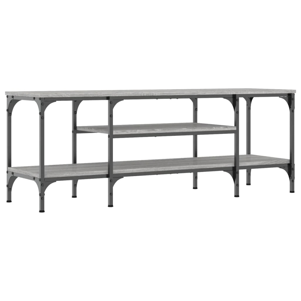 Mobile TV multimediale mensola TV credenza TV sala da pranzo soggiorno camera da letto Sonoma 121 x 35 x 45 cm legno ingegnerizzato e ferro grigio 02_0028382