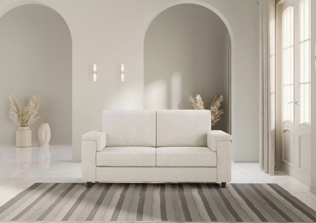Divano marrak 2 posti (due sedute da 60cm) misure esterne l.148cm | latte - Mobili 2G