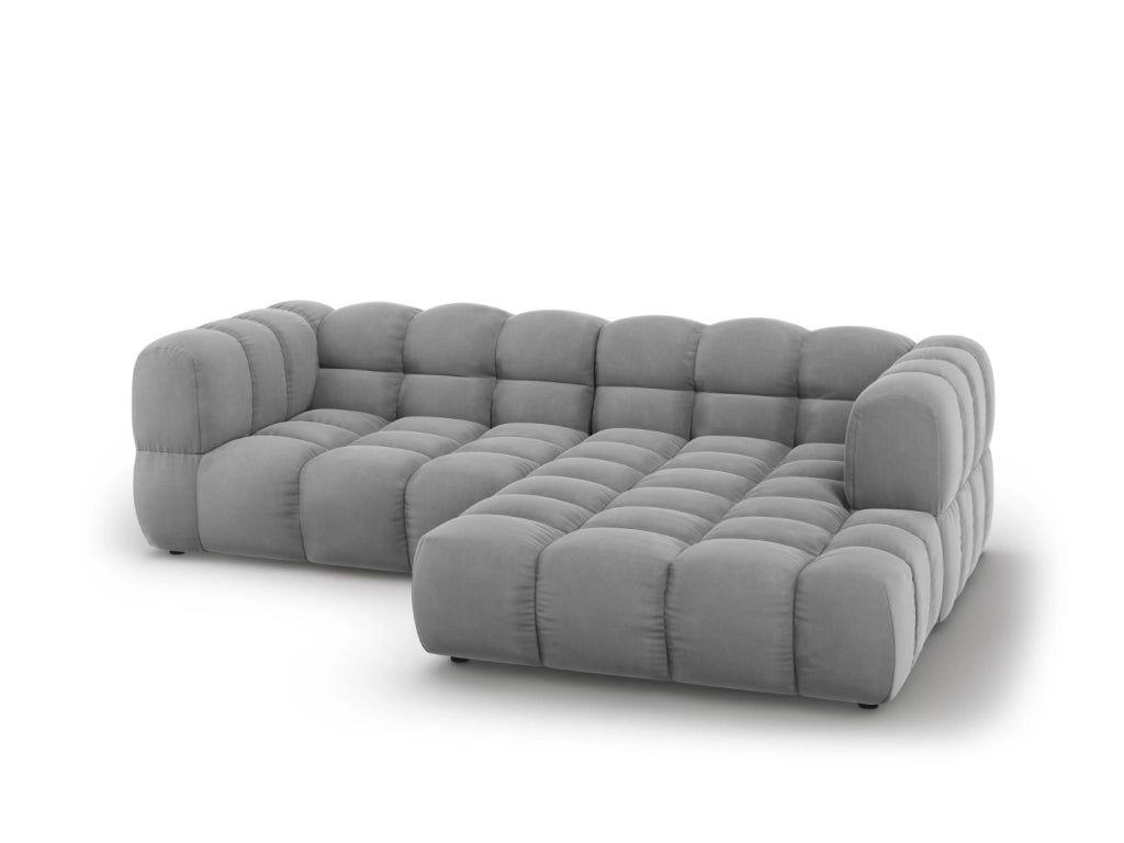 Cosmopolitan Design - Divano angolare modulare destro "Sky" 3 posti in velluto grigio chiaro 