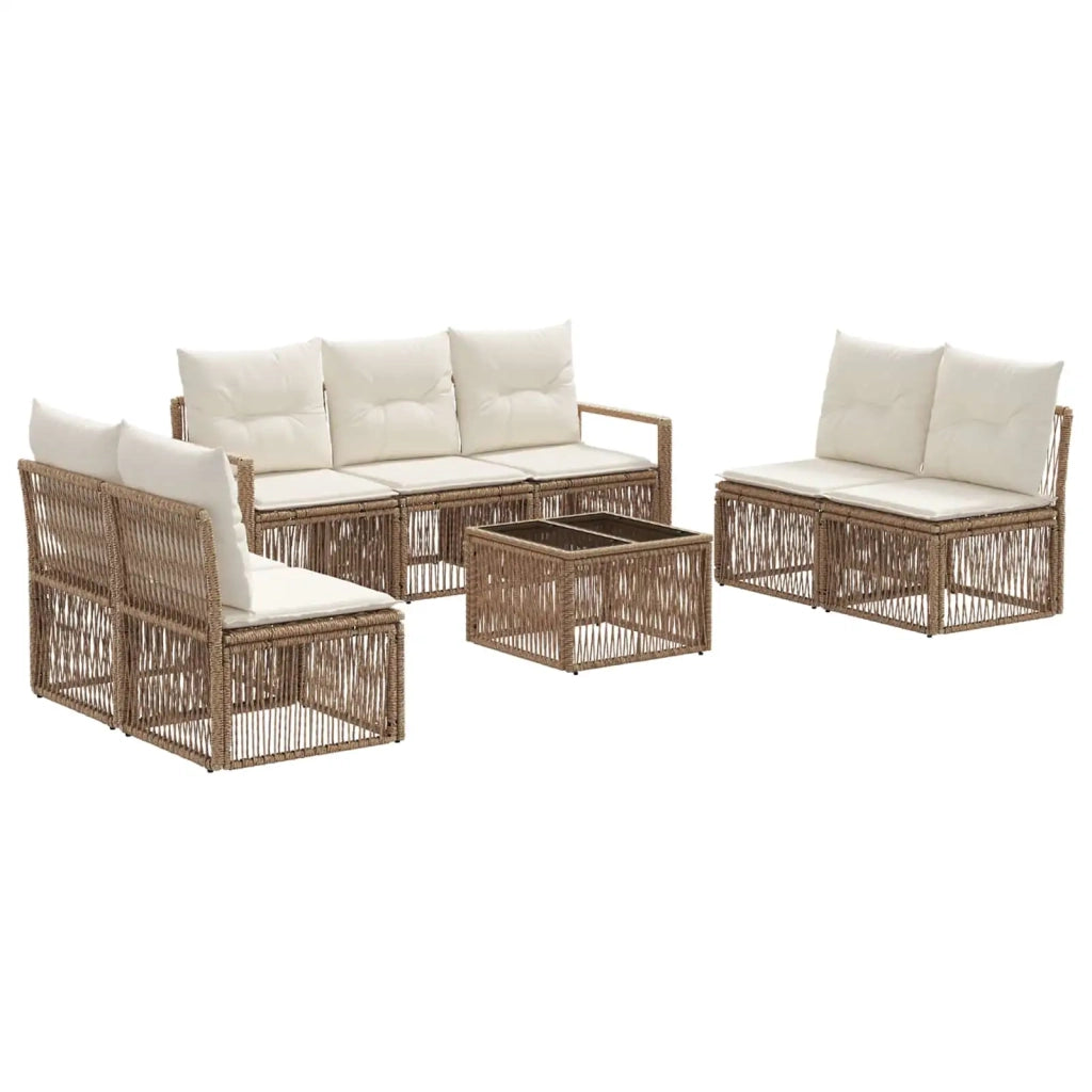 Set Divano da Giardino 8 pcs Beige polyrattan 3435684