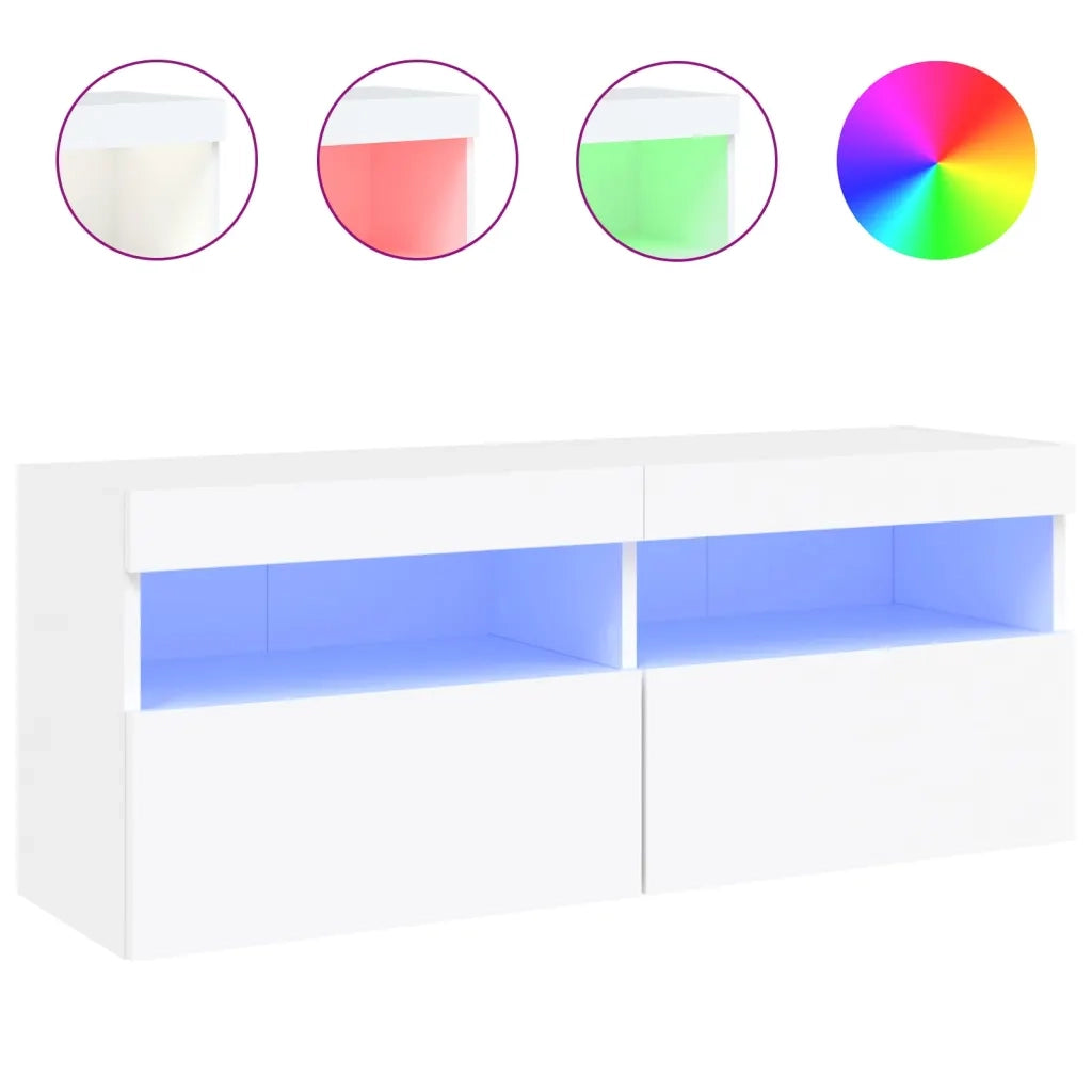 Mobile TV a Parete con Luci LED Bianco 100x30x40 cm 837211