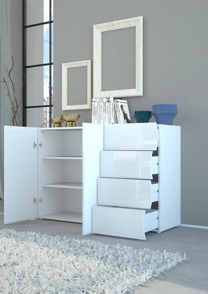 Mobile ONDA L 120 x H 81 x P 40 cm bianco lucido